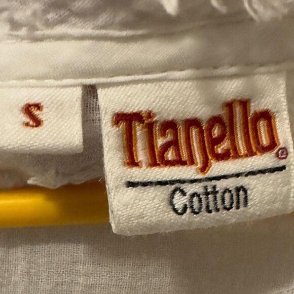 Tianello Shelby Blouse Size S Boho Style Textured Embroidered Cotton Top Pockets - Picture 5 of 6